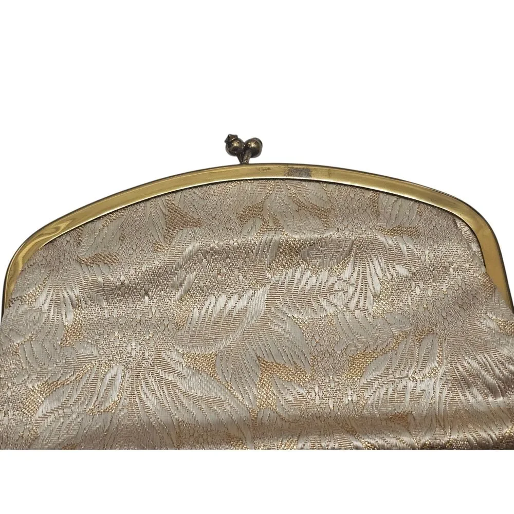 Vintage Mel-Ton Golden Brocade Folding Clutch with Kiss-Lock Clasp
